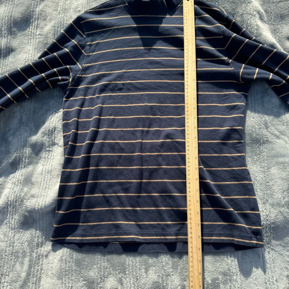 Vintage 90s Roundtree & York Navy Gold Long Sleeve Striped Mock Neck Shirt Men's - Picture 6 of 9